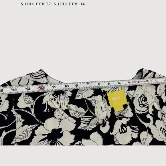 Anthropologie Maeve Zola Floral Shift Dress Black Ivory 2 - Picture 5 of 9